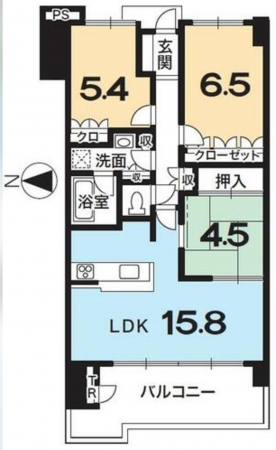 京都市伏見区横大路三栖木下屋敷町、マンションの間取り画像です