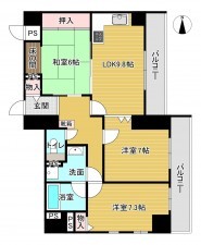 京都市伏見区東町、マンションの間取り画像です