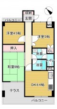 京都市南区久世上久世町、マンションの間取り画像です