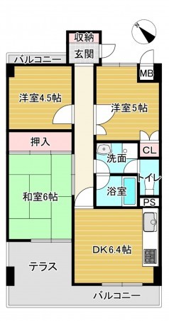 京都市南区久世上久世町、マンションの間取り画像です