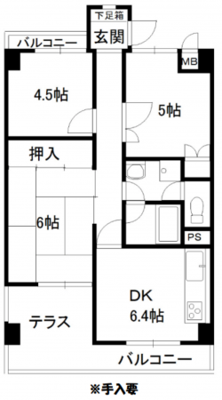 京都市南区久世上久世町、マンションの間取り画像です