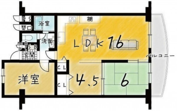 京都市伏見区深草出羽屋敷町、マンションの間取り画像です