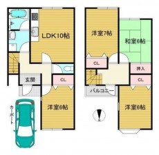京都市伏見区羽束師菱川町、中古一戸建ての間取り画像です