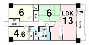 京都市伏見区新中町、マンションの間取り画像です
