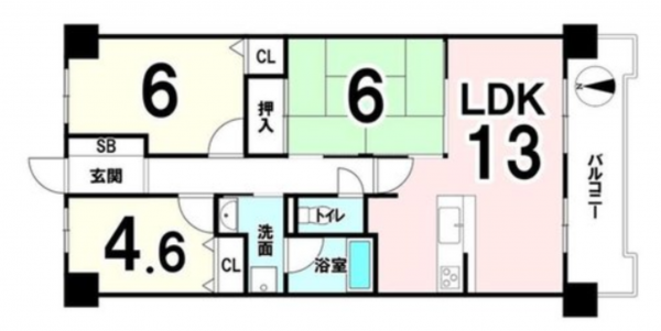 京都市伏見区新中町、マンションの間取り画像です