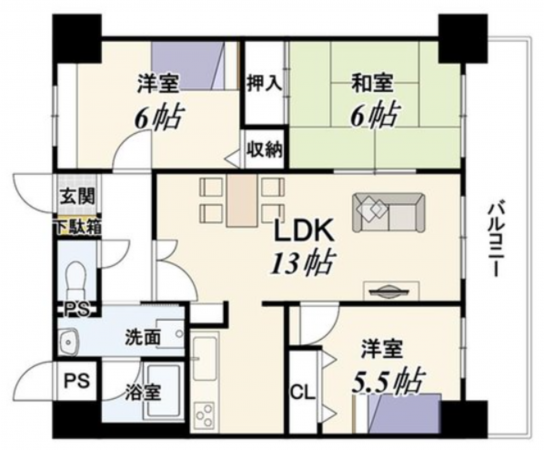 京都市伏見区桃山町丹後、マンションの間取り画像です