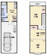 京都市伏見区羽束師菱川町、中古一戸建ての間取り画像です