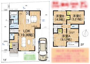 京都市伏見区桃山町伊賀、新築一戸建ての間取り画像です