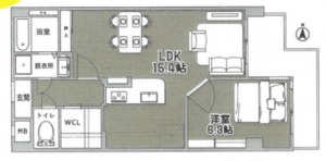 京都市伏見区深草枯木町、マンションの間取り画像です