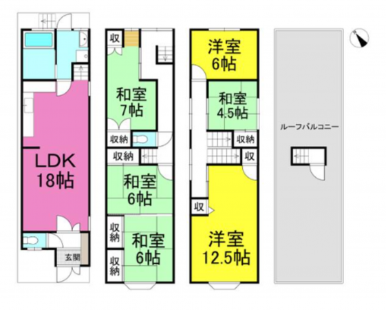 京都市伏見区醍醐下山口町、中古一戸建ての間取り画像です