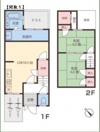 京都市伏見区淀木津町、中古一戸建ての間取り画像です
