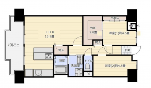 京都市伏見区淀際目町、マンションの間取り画像です