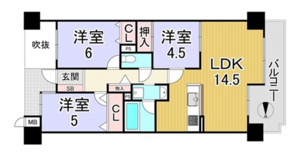 京都市伏見区中島河原田町、マンションの間取り画像です
