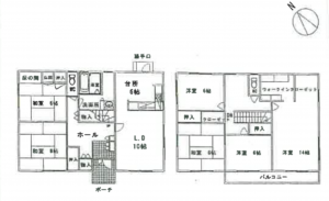 京都市伏見区桃山町正宗、中古一戸建ての間取り画像です