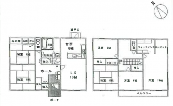 京都市伏見区桃山町正宗、中古一戸建ての間取り画像です
