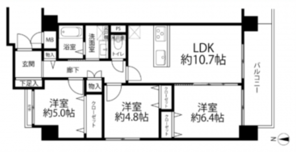 京都市南区東九条明田町、マンションの間取り画像です
