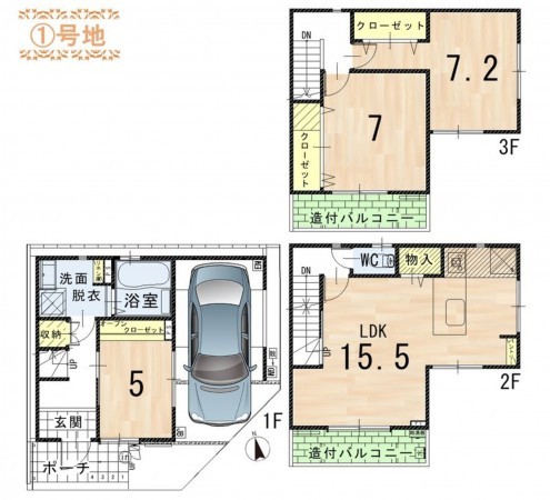 京都市伏見区深草新門丈町、新築一戸建ての間取り画像です
