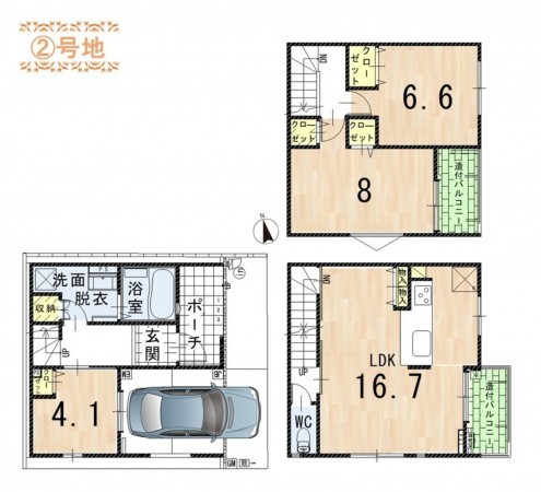 京都市伏見区深草新門丈町、新築一戸建ての間取り画像です