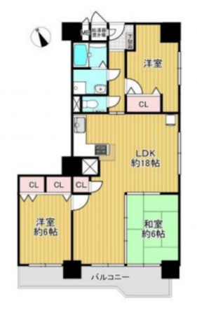 京都市南区吉祥院石原長田町、マンションの間取り画像です