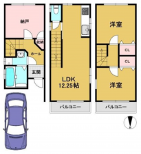 京都市南区吉祥院新田弐ノ段町、中古一戸建ての間取り画像です