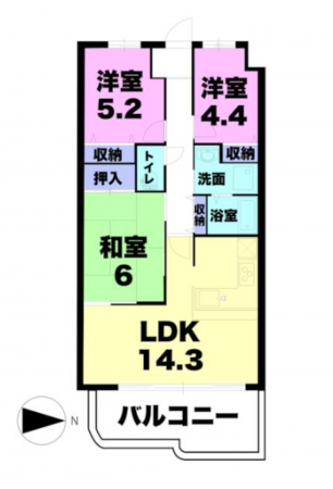 京都市伏見区石田大山町、マンションの間取り画像です