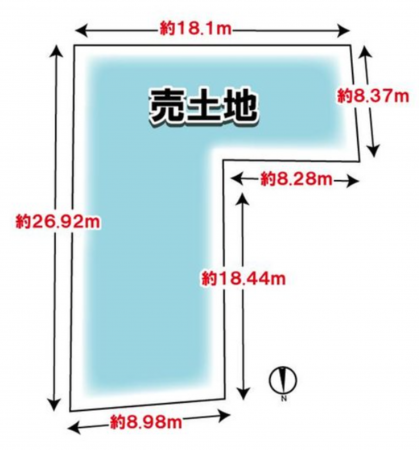 京都市伏見区深草大亀谷金森出雲町、土地の間取り画像です