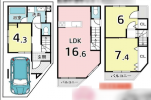 京都市南区吉祥院新田下ノ向町、新築一戸建ての間取り画像です