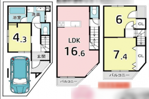 京都市南区吉祥院新田下ノ向町、新築一戸建ての間取り画像です