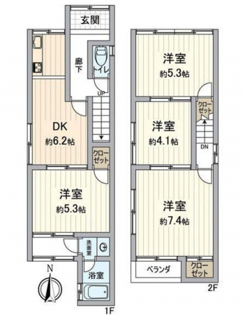 京都市伏見区桃山町大島、中古一戸建ての間取り画像です