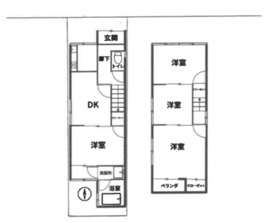 京都市伏見区桃山町大島、中古一戸建ての間取り画像です