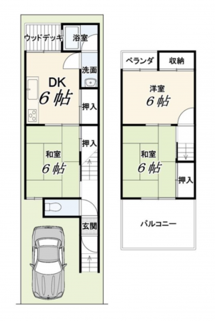京都市伏見区淀樋爪町、中古一戸建ての間取り画像です
