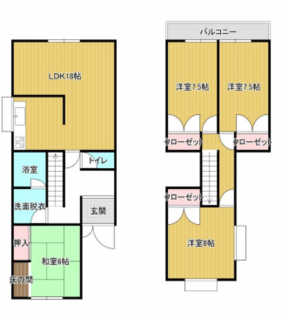 京都市伏見区深草東軸町、中古一戸建ての間取り画像です