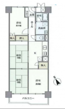 京都市南区吉祥院石原長田町、マンションの間取り画像です