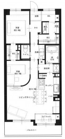 京都市右京区、マンションの間取り画像です