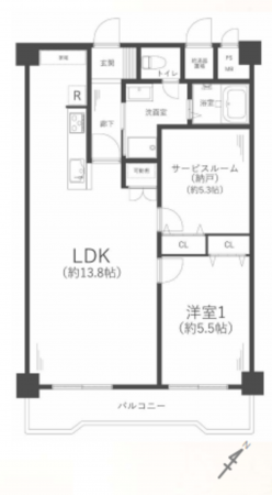 京都市南区吉祥院大河原町、マンションの間取り画像です