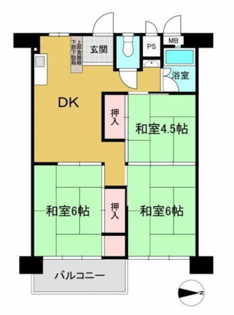 京都市南区西九条南田町、マンションの間取り画像です