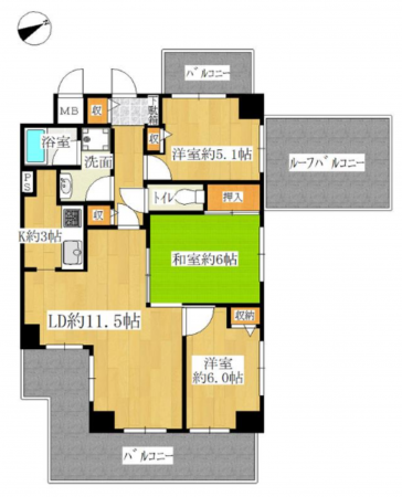 京都市伏見区桃山町和泉、マンションの間取り画像です