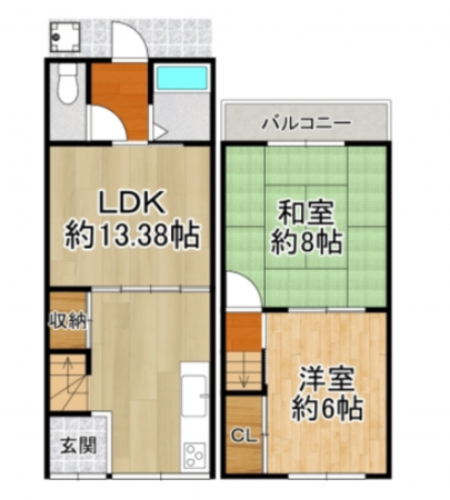 京都市伏見区深草寺内町、中古一戸建ての間取り画像です
