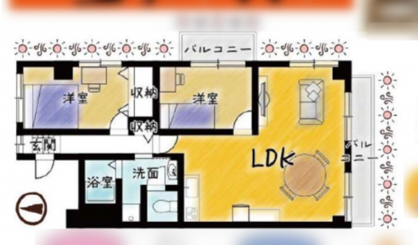 京都市南区久世上久世町、マンションの間取り画像です