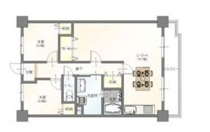 京都市伏見区淀美豆町、マンションの間取り画像です