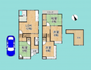 京都市伏見区醍醐槇ノ内町、中古一戸建ての間取り画像です