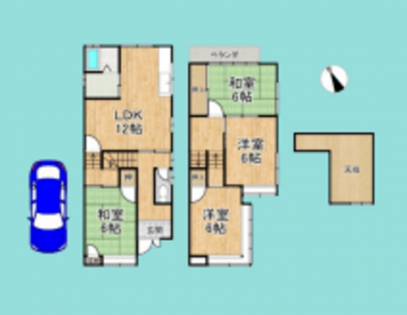 京都市伏見区醍醐槇ノ内町、中古一戸建ての間取り画像です