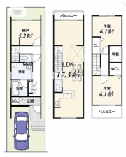 京都市伏見区納所町、新築一戸建ての間取り画像です