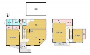 京都市伏見区中島河原田町、中古一戸建ての間取り画像です