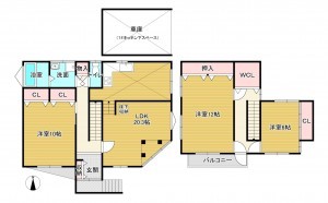 京都市伏見区中島河原田町、中古一戸建ての間取り画像です