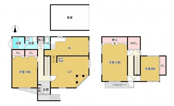 京都市伏見区中島河原田町、中古一戸建ての間取り画像です