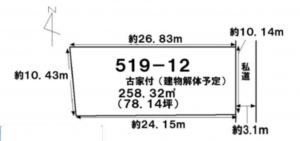 京都市伏見区深草直違橋南、土地の間取り画像です