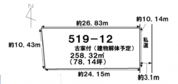 京都市伏見区深草直違橋南、土地の間取り画像です