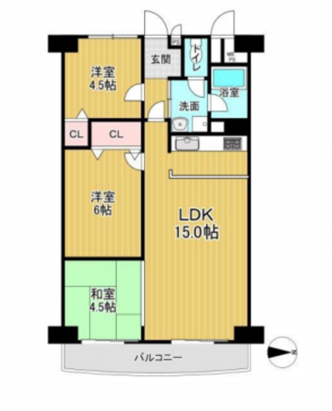 京都市伏見区深草西浦町、マンションの間取り画像です