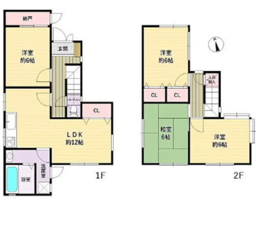 京都市伏見区深草大亀谷岩山町、中古一戸建ての間取り画像です